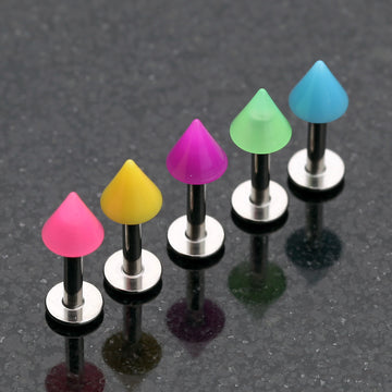 Detail View 1 of Neon UV Acrylic Spike Top Labret-Green